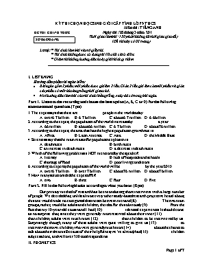 Đề thi chọn học sinh giỏi cấp tỉnh lớp 9 THCS môn thi Tiếng Anh